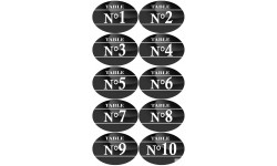 Numéros table de restaurant de 1 à 10 (10 fois 7x5cm) - Autocollant(sticker)