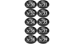 Numéros table de restaurant de 30 à 39 (10 fois 7x5cm) - Autocollant(sticker)