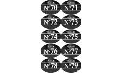 Numéros table de restaurant de 70 à 79 (10 fois 7x5cm) - Autocollant(sticker)