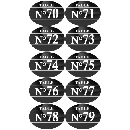 Numéros table de restaurant de 70 à 79 (10 fois 7x5cm) - Sticker/aut