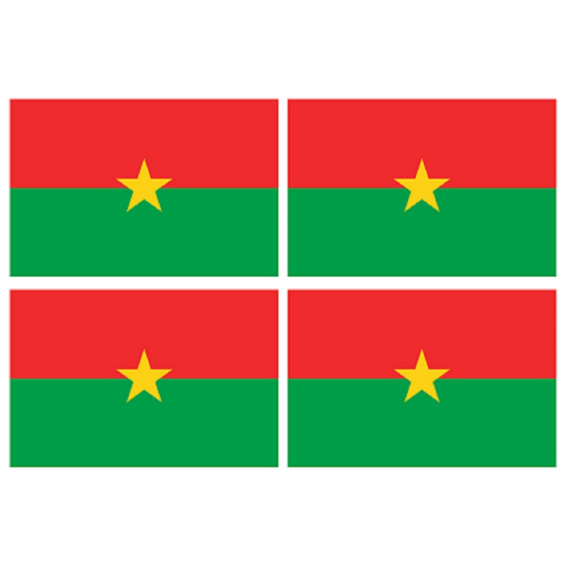Drapeau Burkina Faso (4 fois 9.5x6.3cm) - Sticker/autocollant