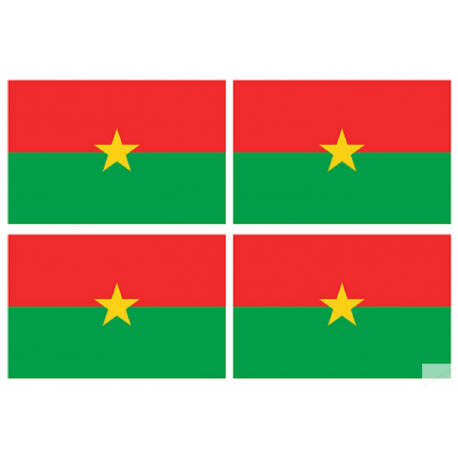 Drapeau Burkina Faso (4 fois 9.5x6.3cm) - Autocollant(sticker)