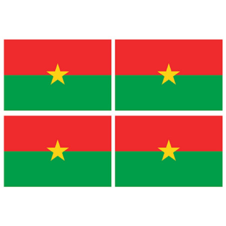 Drapeau Burkina Faso (4 fois 9.5x6.3cm) - Sticker/autocollant