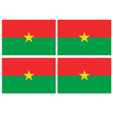 Drapeau Burkina Faso (4 fois 9.5x6.3cm) - Autocollant(sticker)