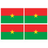 Drapeau Burkina Faso (4 fois 9.5x6.3cm) - Autocollant(sticker)