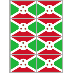 Drapeau Burundi (8 fois 9.5x6.3cm) - Sticker/autocollant
