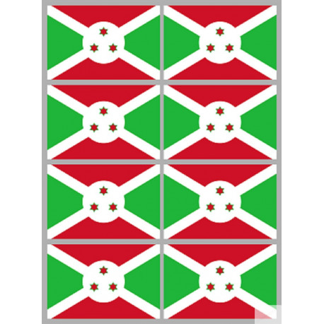 Drapeau Burundi (8 fois 9.5x6.3cm) - Autocollant(sticker)