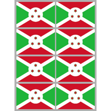 Drapeau Burundi (8 fois 9.5x6.3cm) - Sticker/autocollant