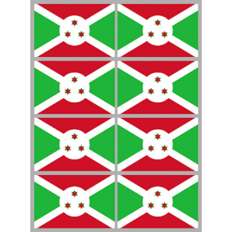 Drapeau Burundi (8 fois 9.5x6.3cm) - Autocollant(sticker)