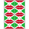 Drapeau Burundi (8 fois 9.5x6.3cm) - Sticker/autocollant
