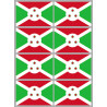 Drapeau Burundi (8 fois 9.5x6.3cm) - Autocollant(sticker)