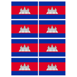 Drapeau Cambodge (8 fois 9.5x6.3cm) - Sticker/autocollant
