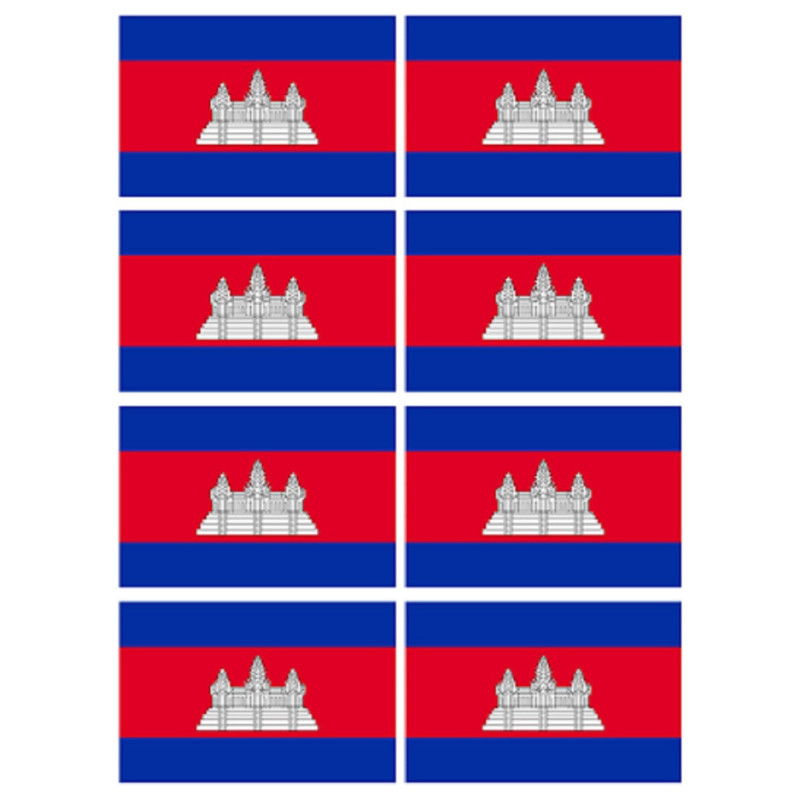 Drapeau Cambodge (8 fois 9.5x6.3cm) - Sticker/autocollant