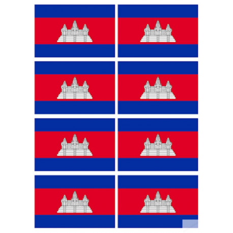 Drapeau Cambodge (8 fois 9.5x6.3cm) - Autocollant(sticker)