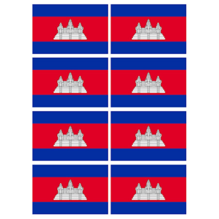 Drapeau Cambodge (8 fois 9.5x6.3cm) - Sticker/autocollant