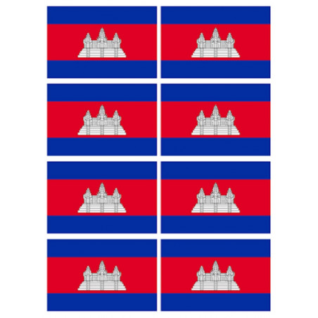 Drapeau Cambodge (8 fois 9.5x6.3cm) - Autocollant(sticker)