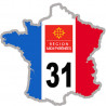 FRANCE 31 Midi Pyrénées - 10x10cm - Autocollant(sticker)