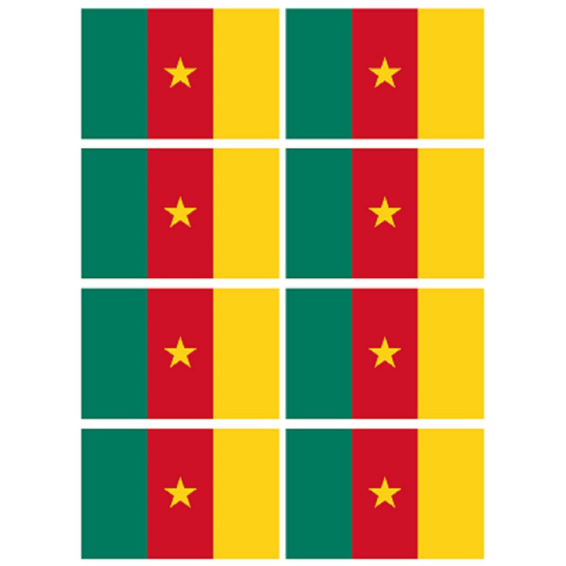 Drapeau Cameroun (8 fois 9.5x6.3cm) - Sticker/autocollant