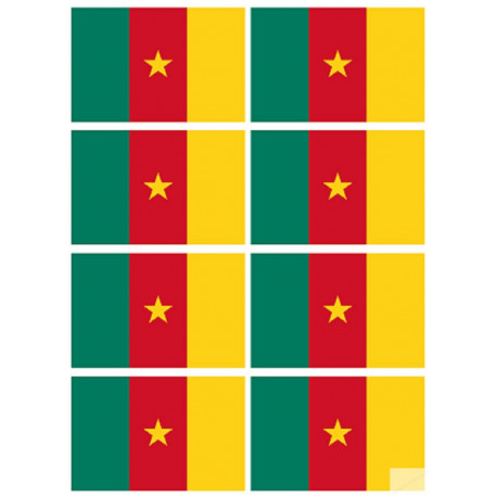 Drapeau Cameroun (8 fois 9.5x6.3cm) - Autocollant(sticker)