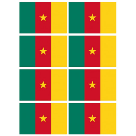 Drapeau Cameroun (8 fois 9.5x6.3cm) - Autocollant(sticker)