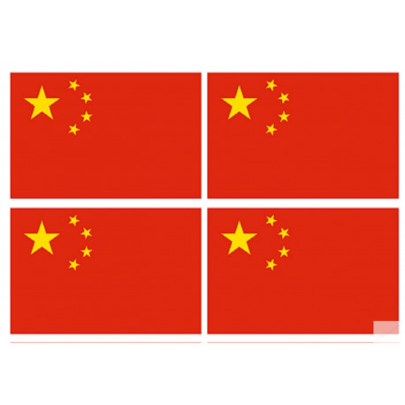 Drapeau Chine (4 fois 9.5x6.3cm) - Autocollant(sticker)