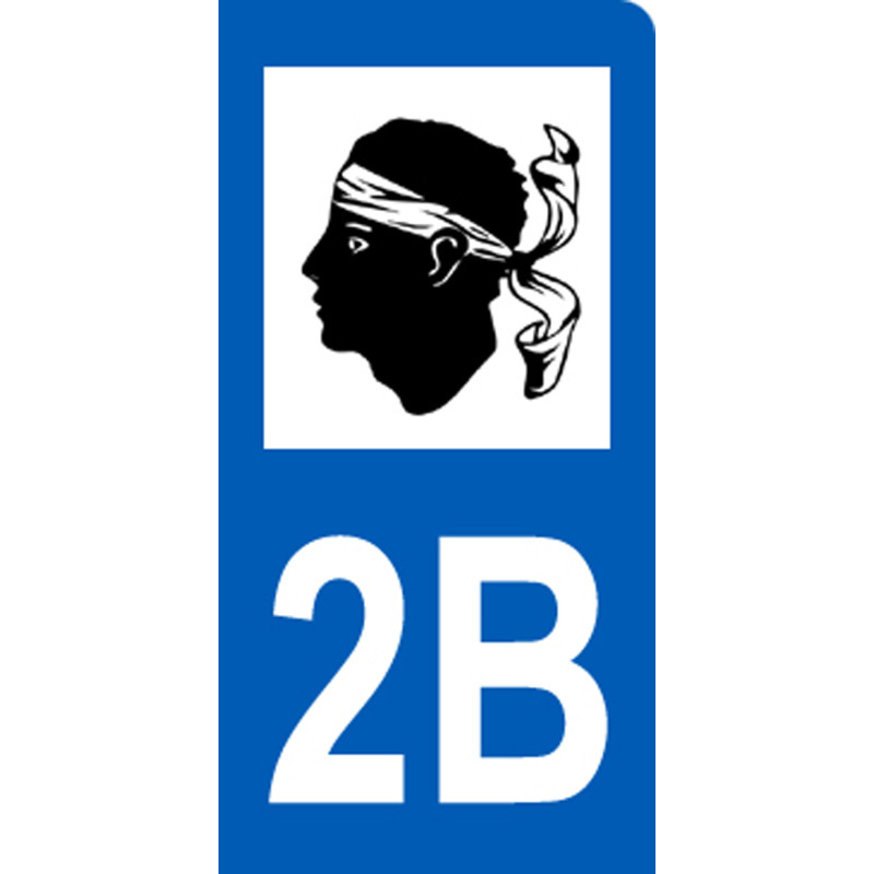 immatriculation motard département 2B Corse (6x3cm) - Sticker/autocol