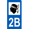 immatriculation motard département 2B Corse (6x3cm) - Sticker/autocol