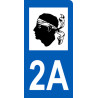 immatriculation motard département 2A Corse (6x3cm) - Sticker/autocol