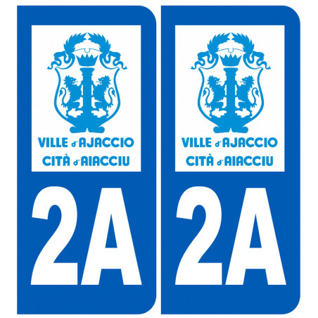 immatriculation Ajaccio (2fois 10.2x4.6cm) - Autocollant(sticker)