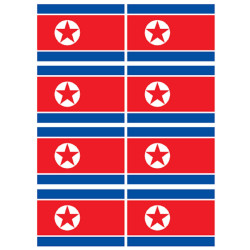 Drapeau Corée du Nord (8 fois 9.5x6.3cm) - Sticker/autocollant