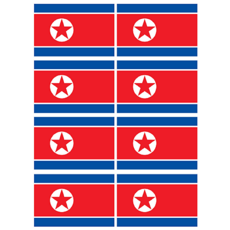 Drapeau Corée du Nord (8 fois 9.5x6.3cm) - Sticker/autocollant