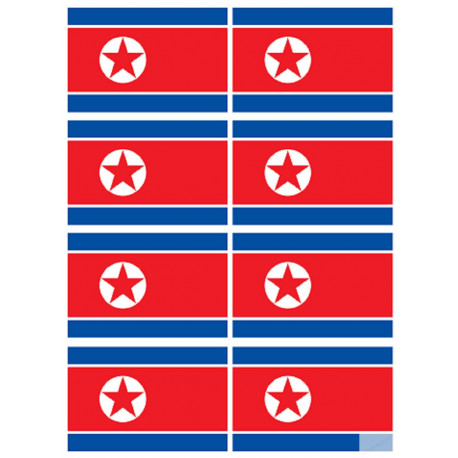 Drapeau Corée du Nord - 8 stickers (9.5x6.3cm) - Autocollant(sticker)