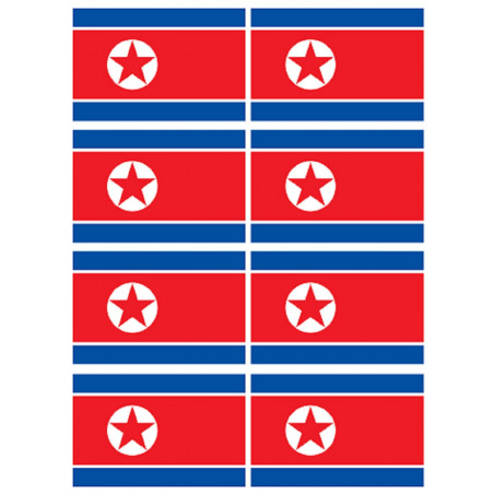 Drapeau Corée du Nord - 8 stickers (9.5x6.3cm) - Autocollant(sticker)