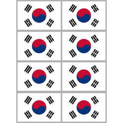Drapeau Corée du Sud - (8 fois 9.5x6.3cm) - Sticker/autocollant