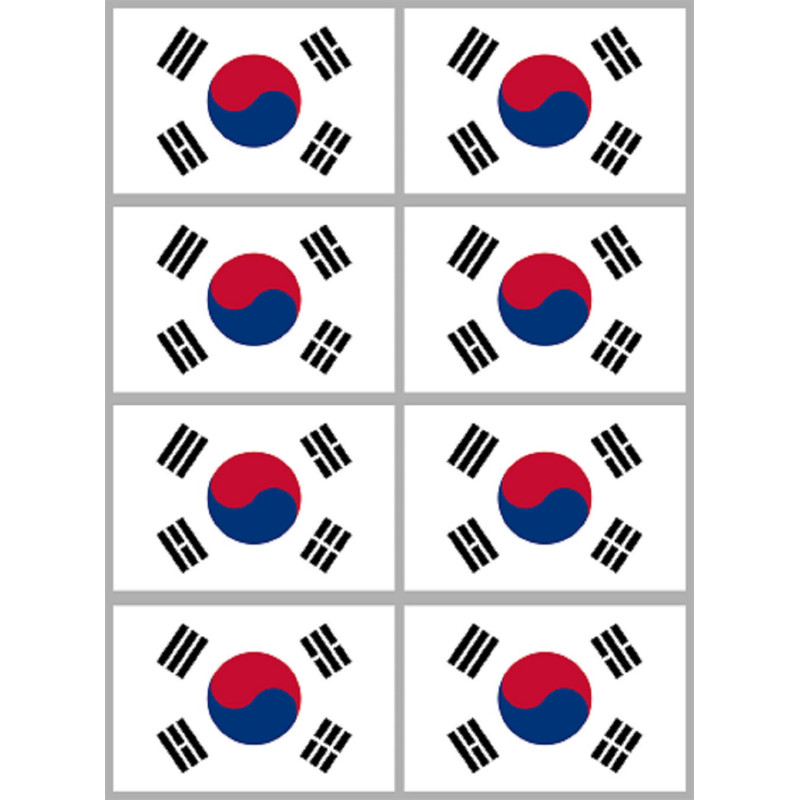 Drapeau Corée du Sud - (8 fois 9.5x6.3cm) - Sticker/autocollant