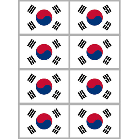 Drapeau Corée du Sud - (8 fois 9.5x6.3cm) - Sticker/autocollant