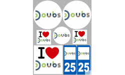 Département 25 Doubs (8 autocollants variés) - Autocollant(sticker)