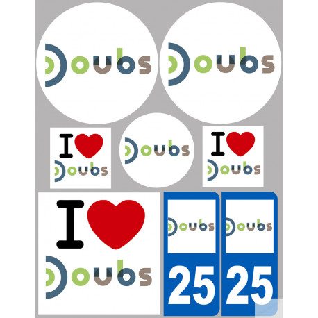 Département 25 Doubs (8 autocollants variés) - Autocollant(sticker)