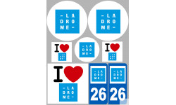 Département 26 la Drôme (8 autocollants variés) - Autocollant(sticker)