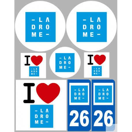 Département 26 la Drôme (8 autocollants variés) - Autocollant(sticker)