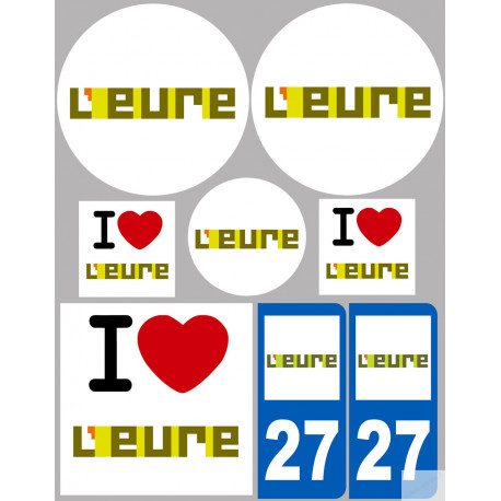 Département 27 de l'Eure (8 autocollants variés) - Autocollant(sticker)