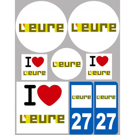 Département 27 de l'Eure (8 autocollants variés) - Autocollant(sticker)