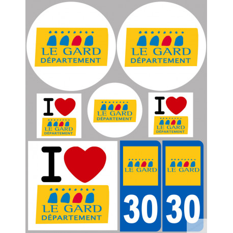 Département 30 le Gard (8 autocollants variés) - Autocollant(sticker)