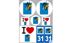 Département 31 la Haute Garonne (8 autocollants variés) - Autocollant(sticker)