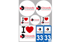 Département 33 la Gironde (8 autocollants variés) - Autocollant(sticker)