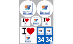 Département 34 l'Hérault (8 autocollants variés) - Autocollant(sticker)