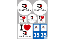 Département 35 d'Ille et Vilaine (8 autocollants variés) - Autocollant(sticker)