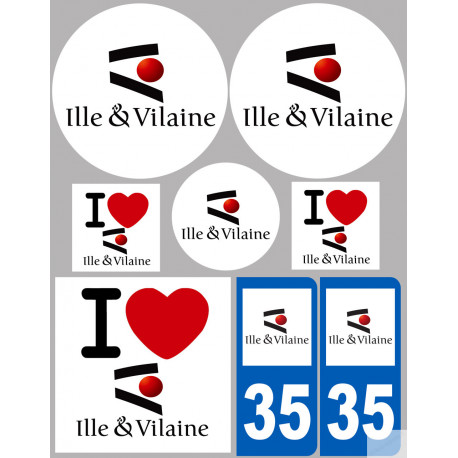 Département 35 d'Ille et Vilaine (8 autocollants variés) - Autocollant(sticker)