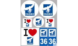 Département 36 Indre (8 autocollants variés) - Autocollant(sticker)