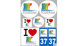 Département 37 Touraine (8 autocollants variés) - Autocollant(sticker)